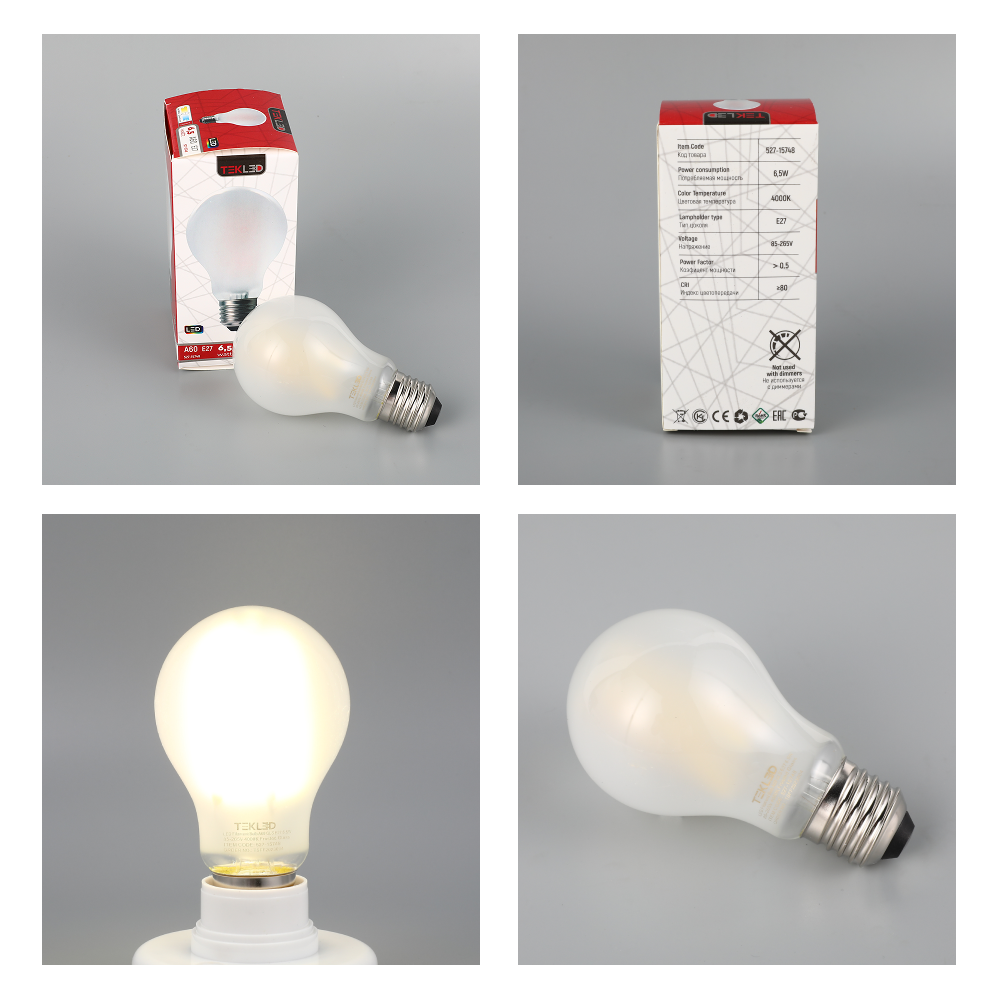 LED лампа A60 (нок шаклида), 6.5Вт, E27