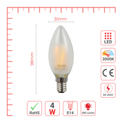 LED лампа Filament шам, 4Вт, E14, Матовая (frosted)