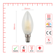 LED лампа Filament шам, 4Вт, E14, Матовая (frosted)