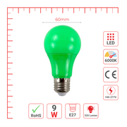 LED лампа A60 (нок шаклида), 9Вт, E27