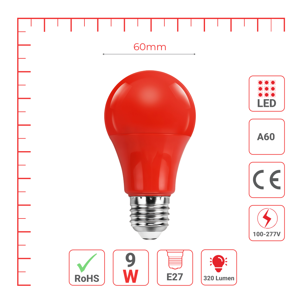 LED лампа A60 (нок шаклида), 9Vt, E27