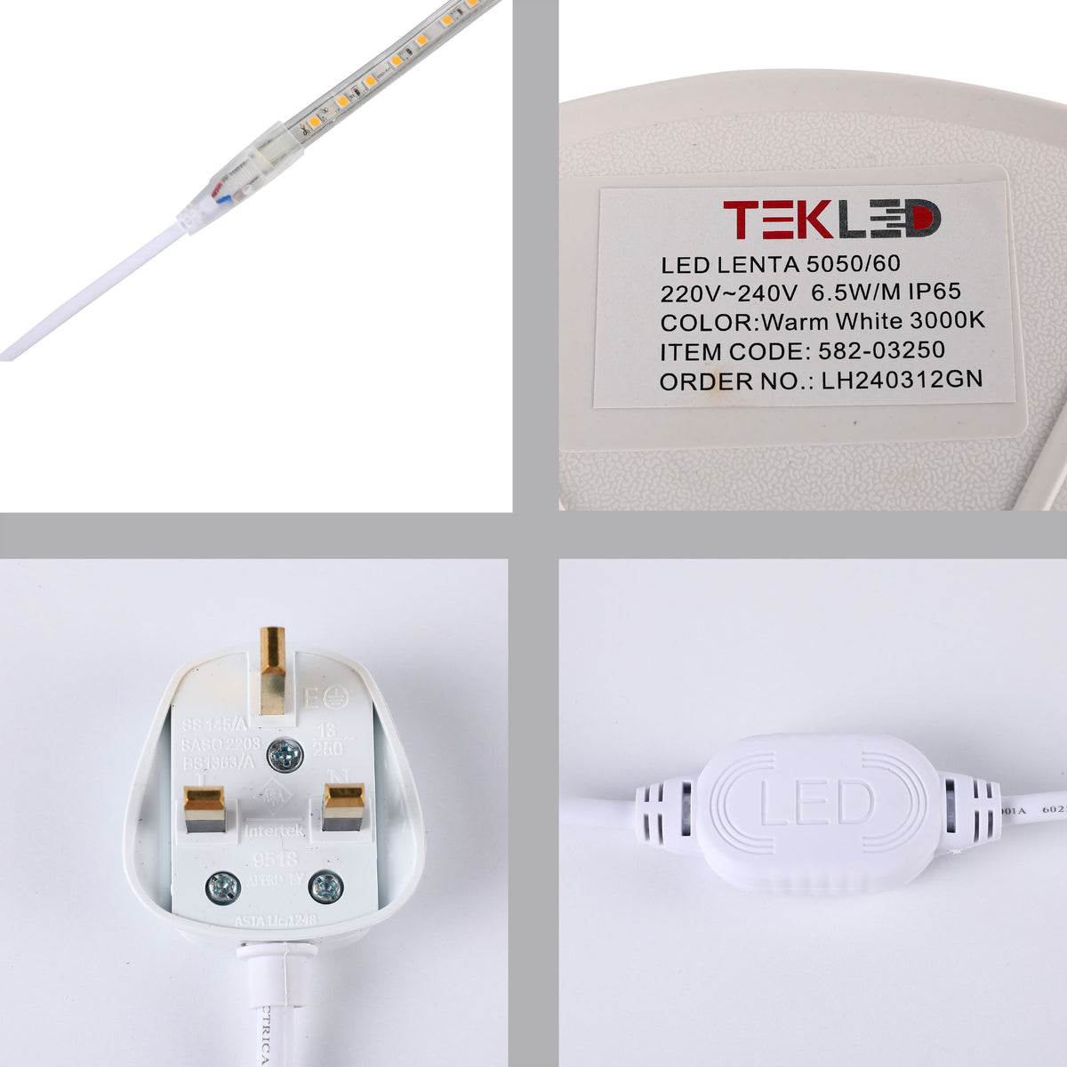 LED лента 5050/60 220V илиқ оқ 6.5W/M IP65 (TT) 50м