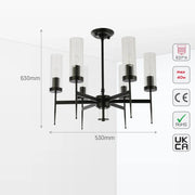 Size and technical specs of the American Fluted Glass Chandelier Ceiling Light-159-18226