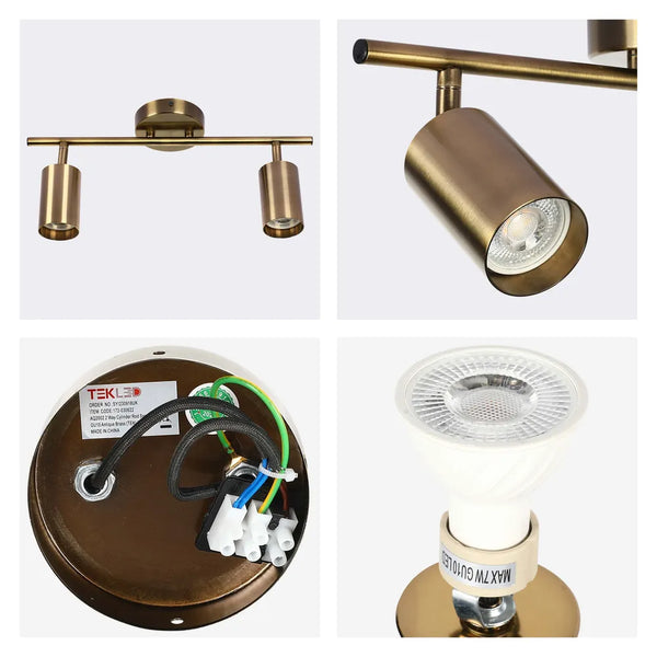 Details of the Antique Brass GU10 Spotlight Bar-172-030622