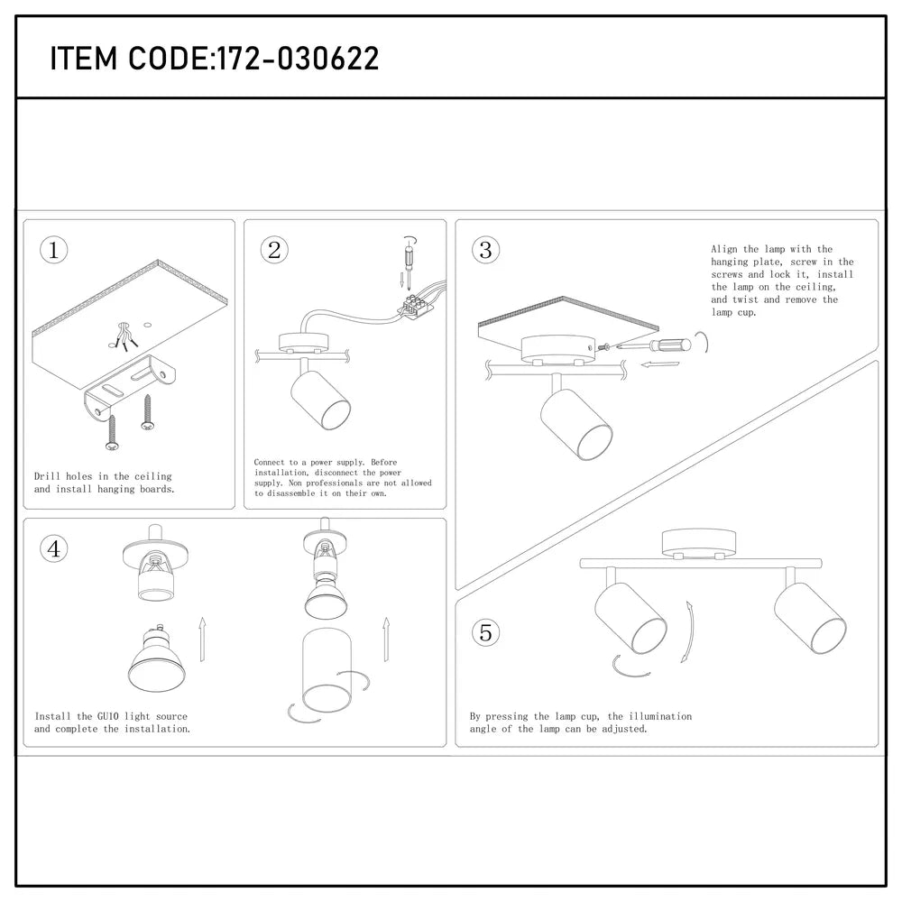 User manual for Antique Brass GU10 Spotlight Bar-172-030622