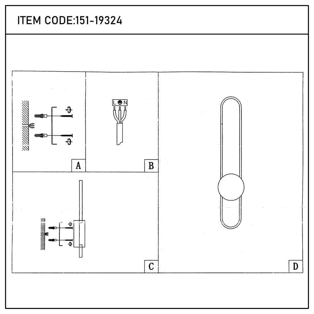 User manual for Antique Brass LED Wall Lamp 60x9cm 20W 3CCT (TEKLED)-151-19324-151-19324