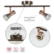 Details of the Antique Bronze & Copper Adjustable Track Spotlights-172-03139