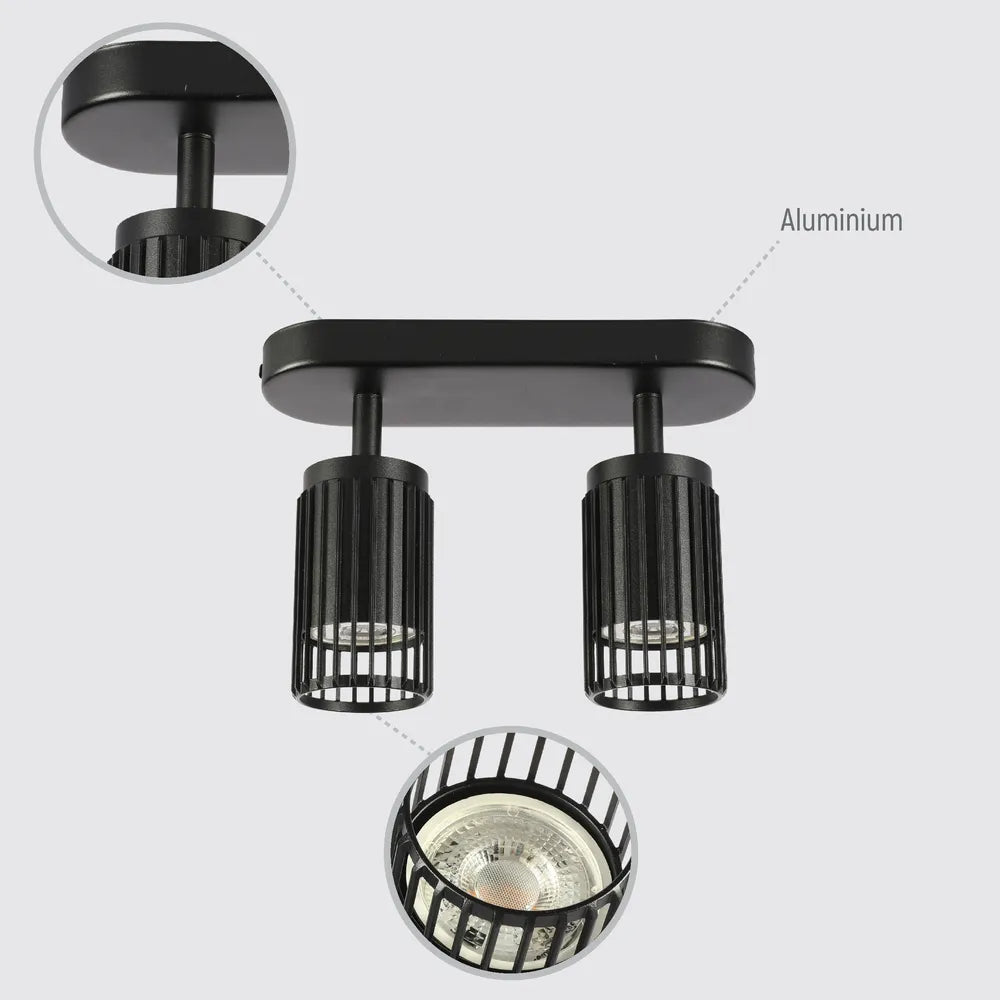 Details of the Aria Cage-Bar Adjustable GU10 Spotlight-172-03155