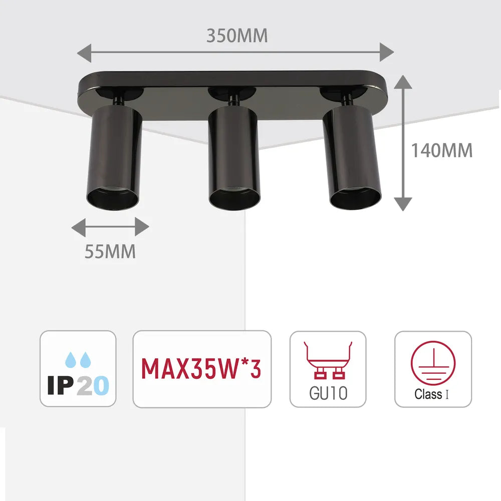 Size and technical specs of the Astra Pearl Grey Cylinder GU10 Spotlight-172-030393