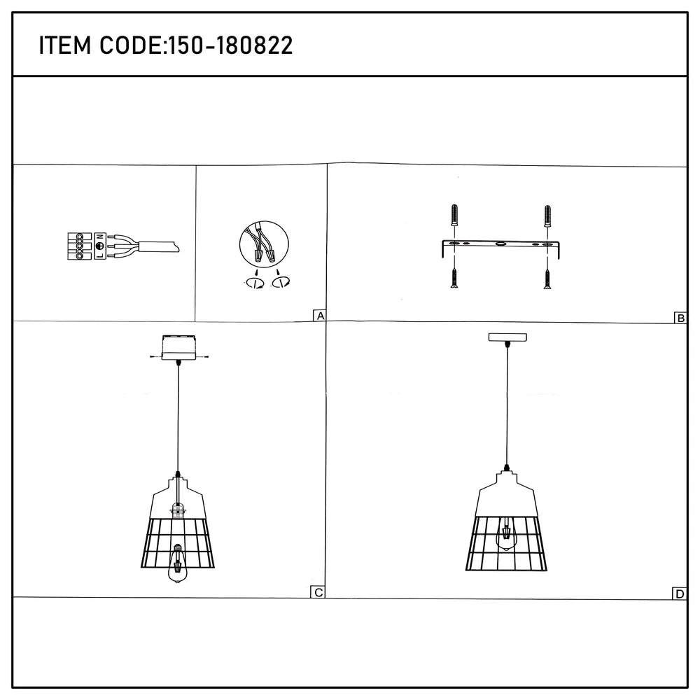 User manual for Aurelia Black & Gold Cage Pendant Light-150-180822