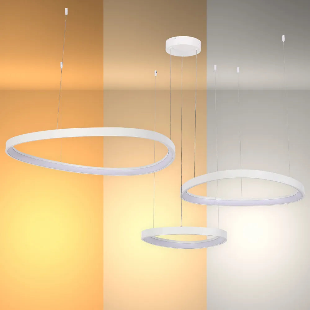 Modern Ceiling Light TEKLED Aurora Flow Dynamic LED Modern Pendant Ceiling Light (Customisable 3 Rings, CCT Adjustable)-White-159-18170