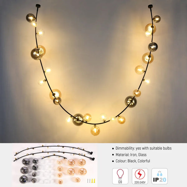 Details of the Black Chandelier 68126-D Colorful Glass 25xG9(TEKLED)-159-18294-159-18294