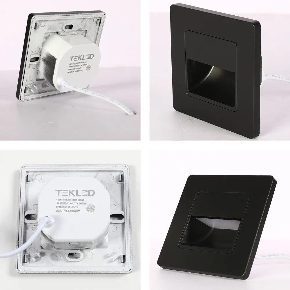 Details of the Black LED Stair Step Light 1W 3000K (TEKLED)-181-03424