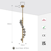 Size and technical specs of the Bronze Chandelier 66787B-9B Smoke Glass 9xG9(TEKLED)-159-18282-159-18282