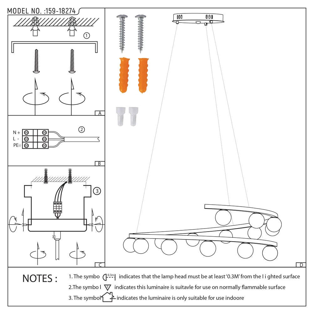 User manual for Bronze Chandelier 67003-400 Smoke Glass 15xG9(TEKLED)-159-18274-159-18274