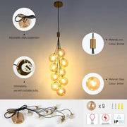 Details of the Bronze Chandelier 67069-9 Amber Glass 9xG9(TEKLED)-159-18264-159-18264