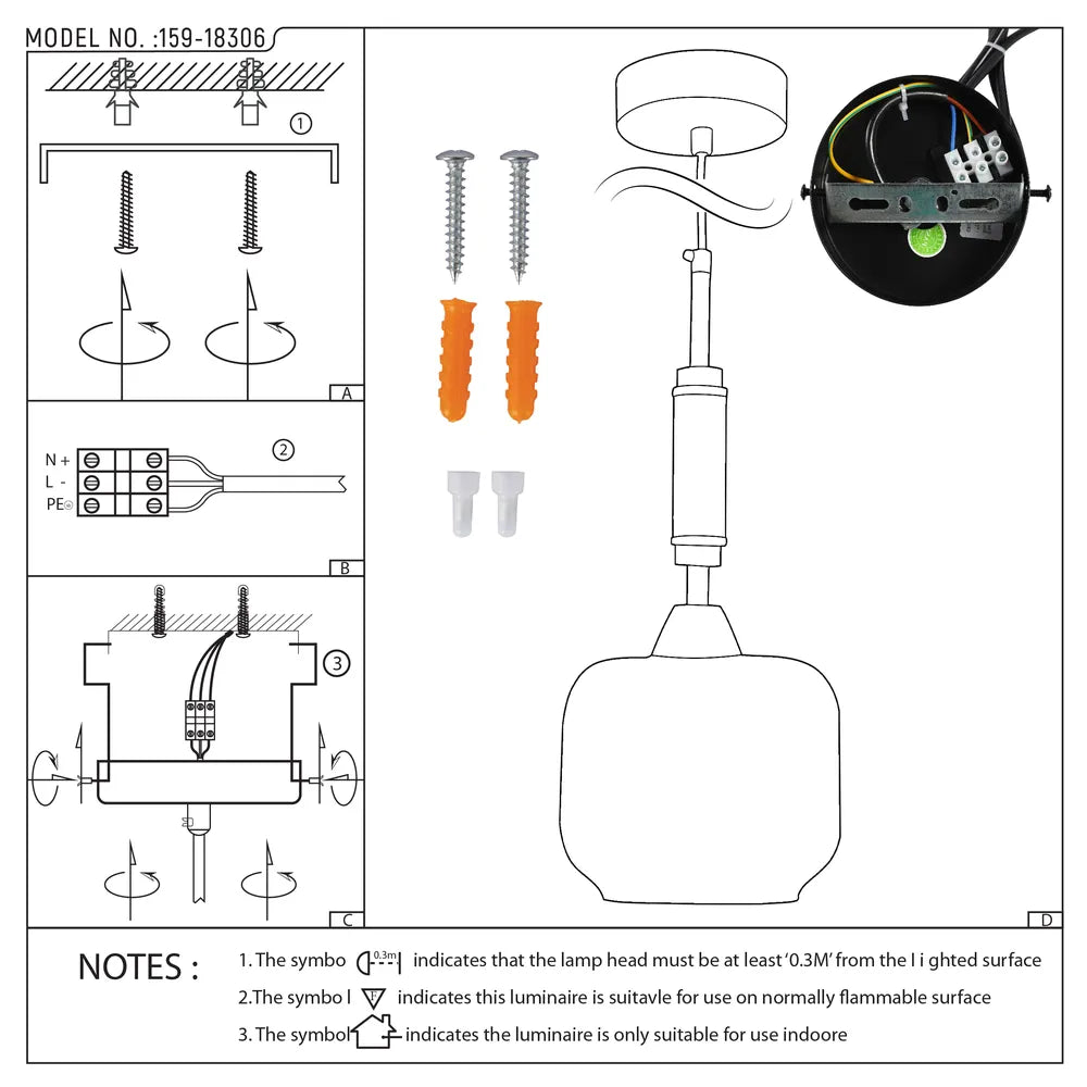 User manual for Chandelier 66198-1 Smoke Glass 1xE27(TEKLED)-159-18306-159-18306