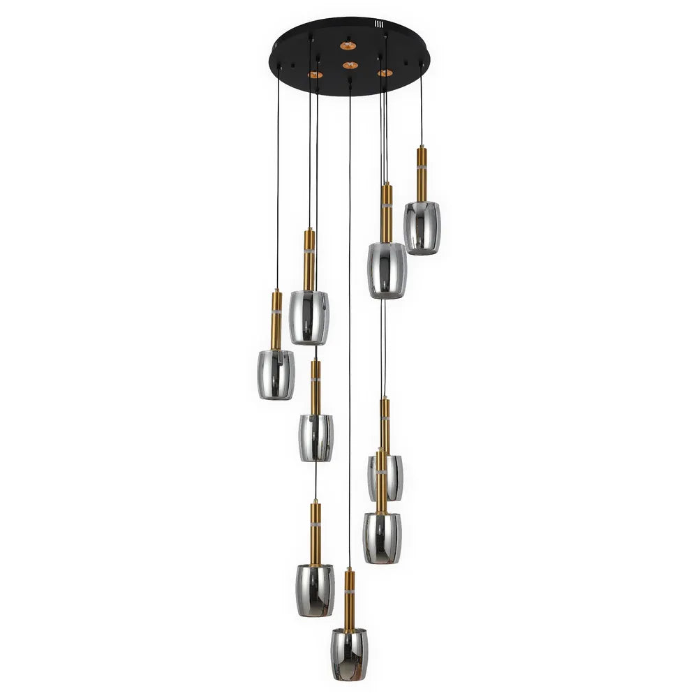 Chandelier TEKLED Chandelier 66898-9A Smoke Glass 9xE27+LED 3000K(TEKLED)-159-18312--159-18312