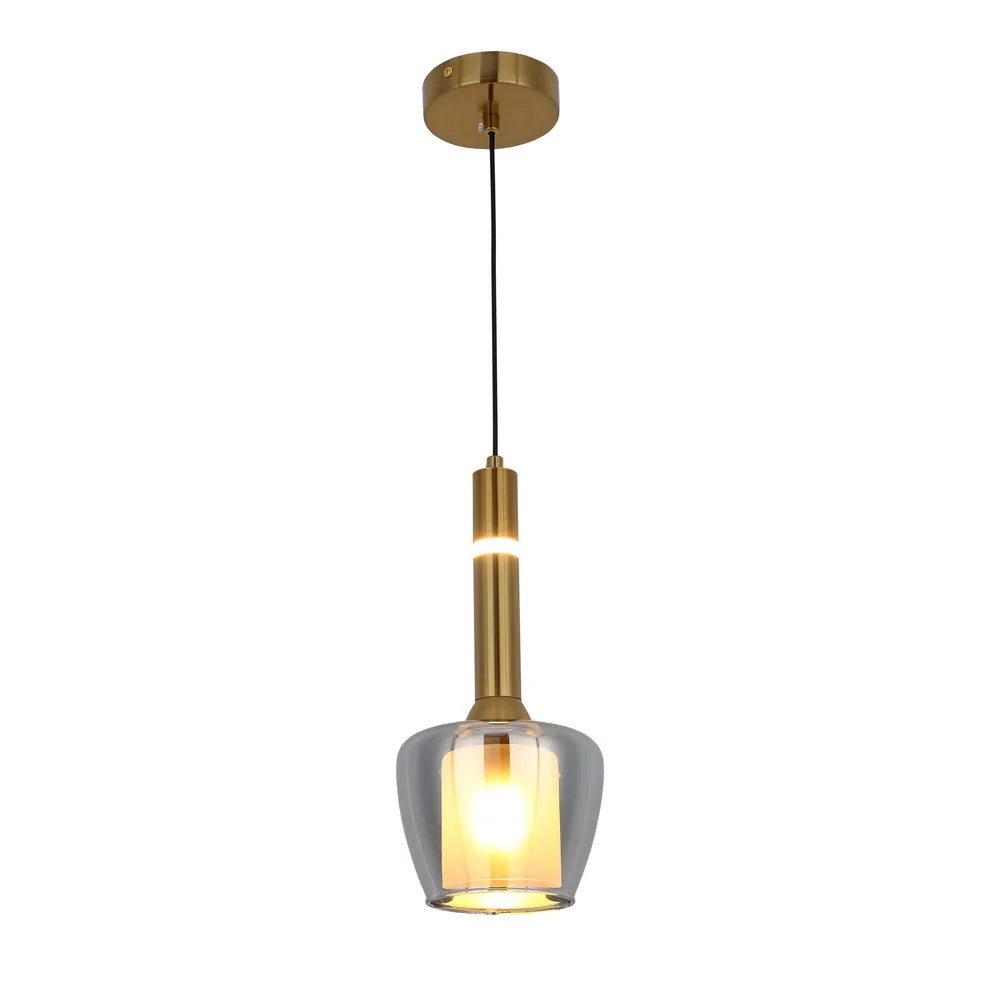 Chandelier TEKLED Chandelier 66975-1A Smoke Glass 1xE27+LED 3000K(TEKLED)-159-18304--159-18304