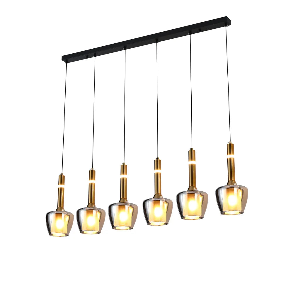 Chandelier TEKLED Chandelier 66975-6C Smoke Glass 6xE27+LED 3000K(TEKLED)-159-18302--159-18302