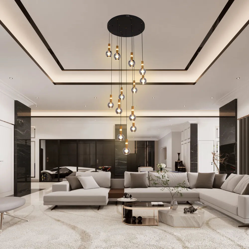 Chandelier TEKLED Chandelier 67023-13 Smoke Glass 13xG9+LED 3000K(TEKLED)-159-18268--159-18268