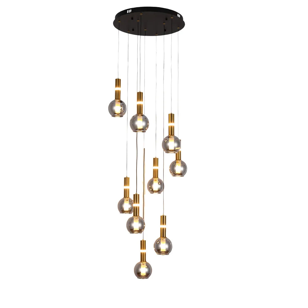 Chandelier TEKLED Chandelier 67023-9 Smoke Glass 9xG9+LED 3000K(TEKLED)-159-18266--159-18266