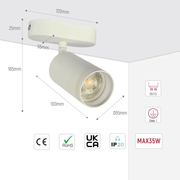 Size and technical specs of the Circular Glow GU10 Spotlight Fixture-172-03031