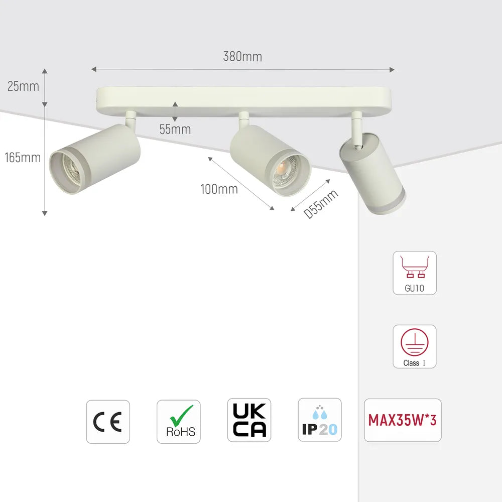 Size and technical specs of the Circular Glow GU10 Spotlight Fixture-172-03039