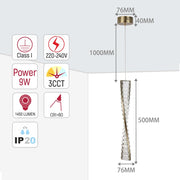Size and technical specs of the Crystal LED Pendant Lamp Antique Brass 9W 3CCT (TEKLED) -159-18162-159-18162