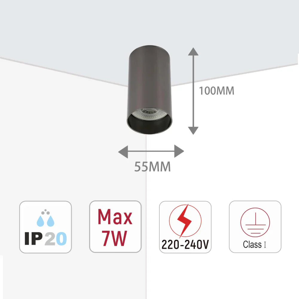 Cylinder GU10 Fixed Downlight Surface Mount