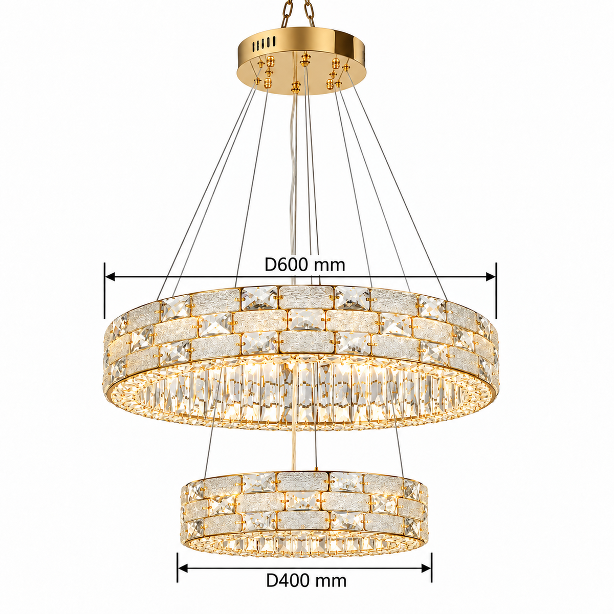 Люстра Crystal C7 3CCT Gold D600+D400мм (TEKLED)