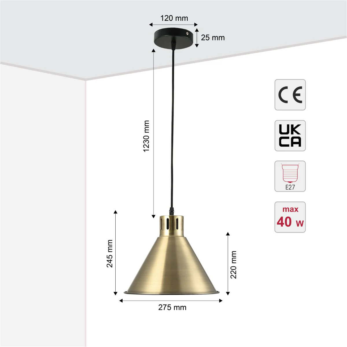 Современный подвесной светильник в виде конуса для кухни в индустриальном стиле, создающий уютную атмосферу.