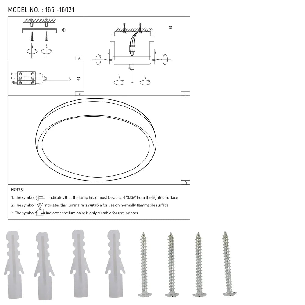 User manual for Elephant LED Flush Ceiling Light Blue D400 6000K/4000K/3000K 27Wx2(TEKLED)-165-16031