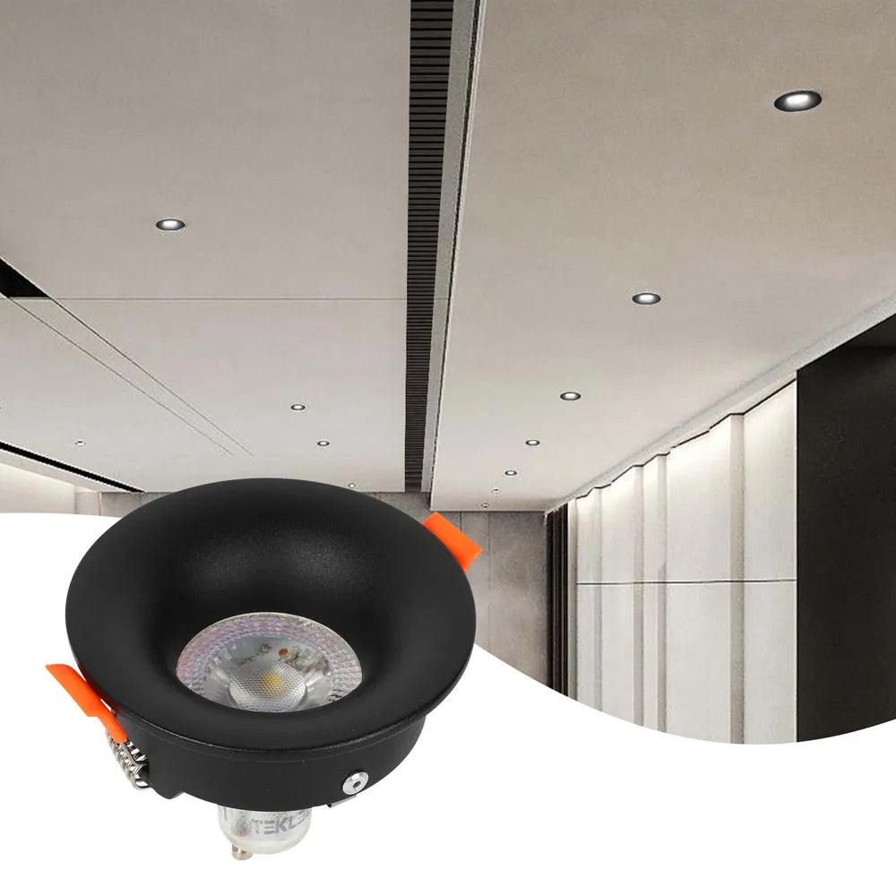 GU10 downlight fixture in modern living room, providing low-glare illumination and enhancing contemporary decor effortlessly.143-03992