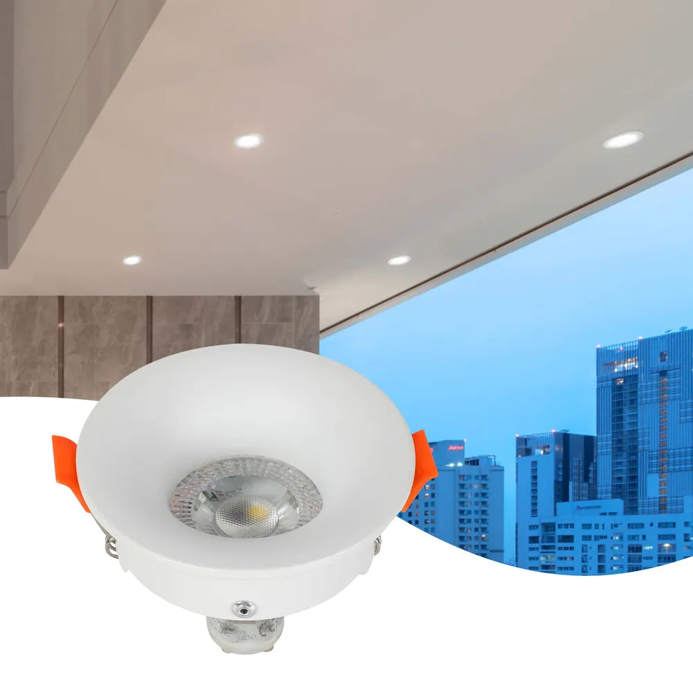 Modern GU10 downlight fixture illuminating a sleek kitchen, enhancing its contemporary decor with low-glare, efficient lighting.143-03993