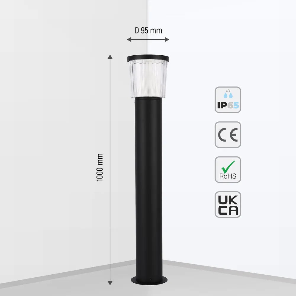 Size and technical specs of the HaloGlow LED Bollard Light 12W Warm White-257-03066