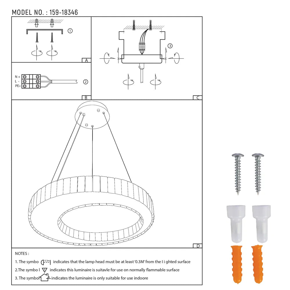 User manual for Helix Crystal LED Chandelier with Dimpled Chrome Finish 80W-159-18346