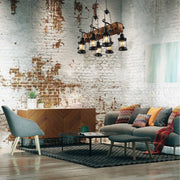 Деревянная морская люстра для кухни, идеально вписывающаяся в интерьер в стиле загородного дома с уютной атмосферой.