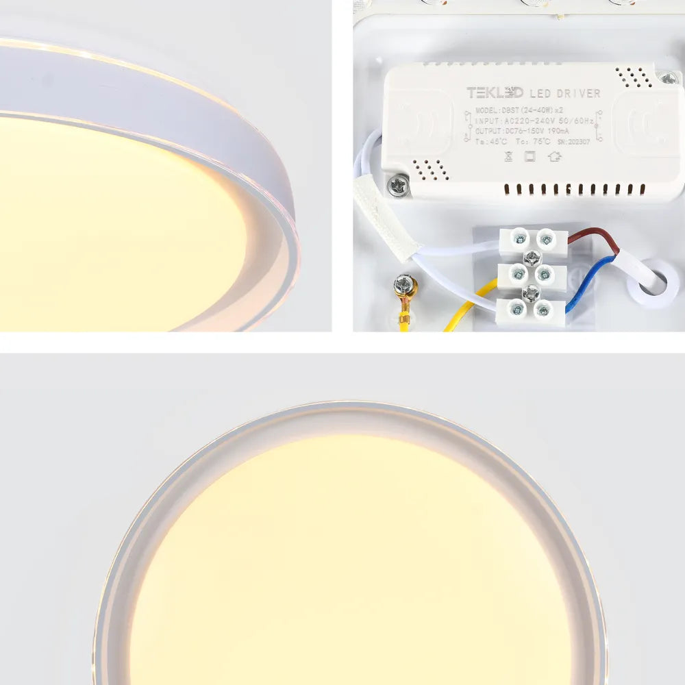 Close shot of the LED Ceiling Lamp White D400 6000K/4000K/3000K 27Wx2(TEKLED)-165-16022