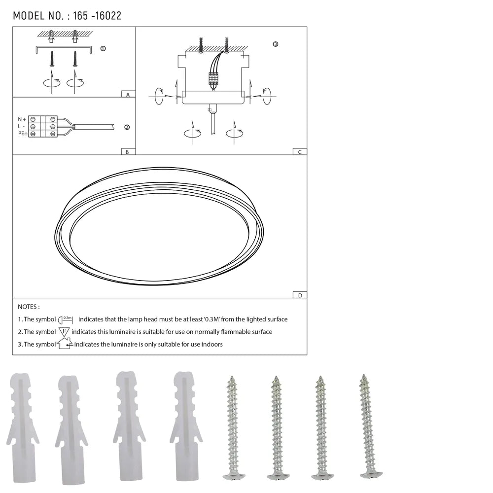 User manual for LED Ceiling Lamp White D400 6000K/4000K/3000K 27Wx2(TEKLED)-165-16022