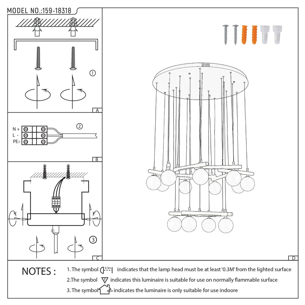 Close shot of the LED Chandelier 67028-13 Smoke Glass 13xG9+LED 3000K(TEKLED)-159-18318-159-18318