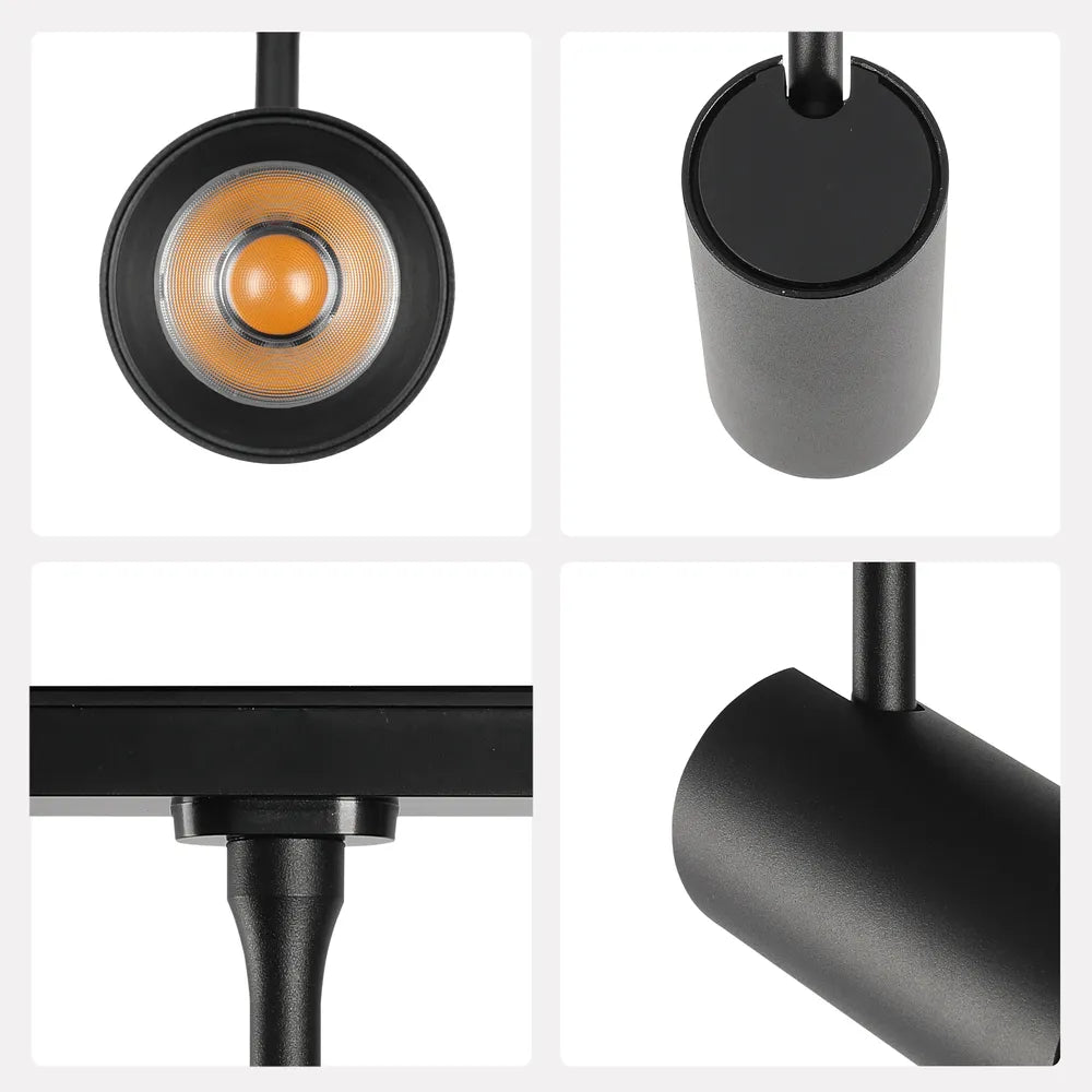 Details of the LED Cylinder Magnetic Rotatable Track Light 12W 48V Black 4000K(TEKLED)-169-03101-169-03101