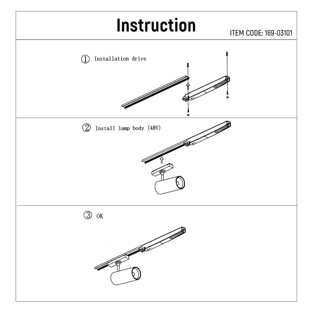 User manual for LED Cylinder Magnetic Rotatable Track Light 12W 48V Black 4000K(TEKLED)-169-03101-169-03101