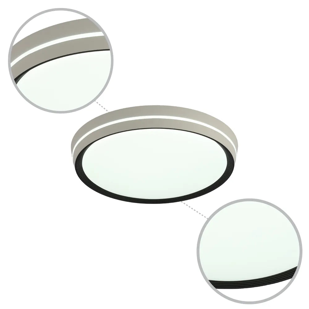 Details of the LED Flush Ceiling Light Black D400 6000K/4000K/3000K 27Wx2(TEKLED)-165-16026