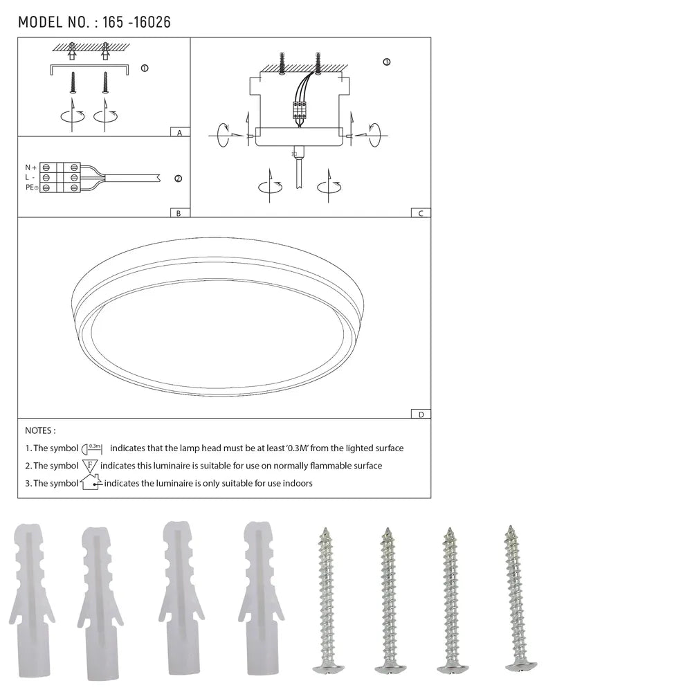 User manual for LED Flush Ceiling Light Black D400 6000K/4000K/3000K 27Wx2(TEKLED)-165-16026