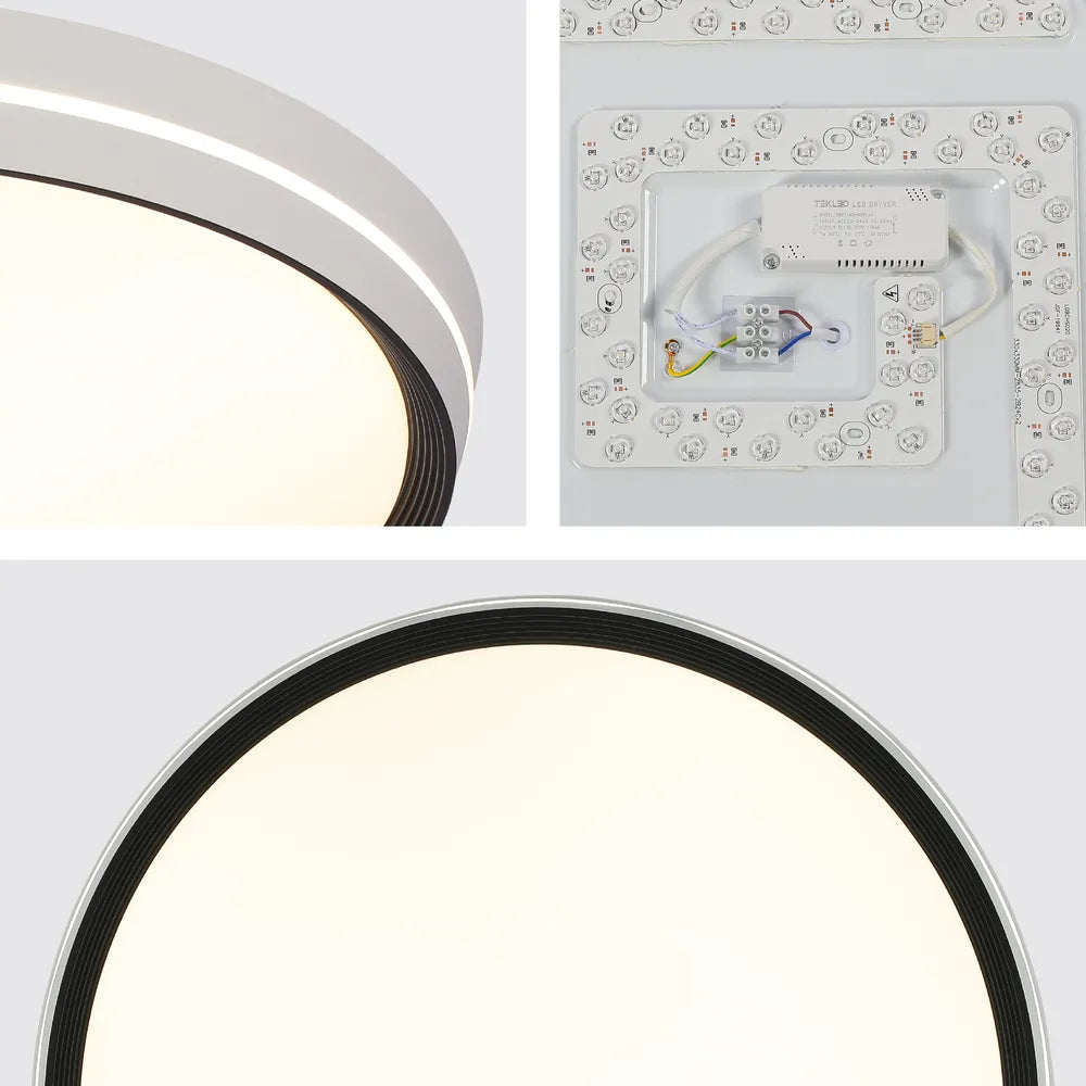 Close shot of the LED Flush Ceiling Light Black D500 6000K/4000K/3000K 42Wx2(TEKLED)-165-16027