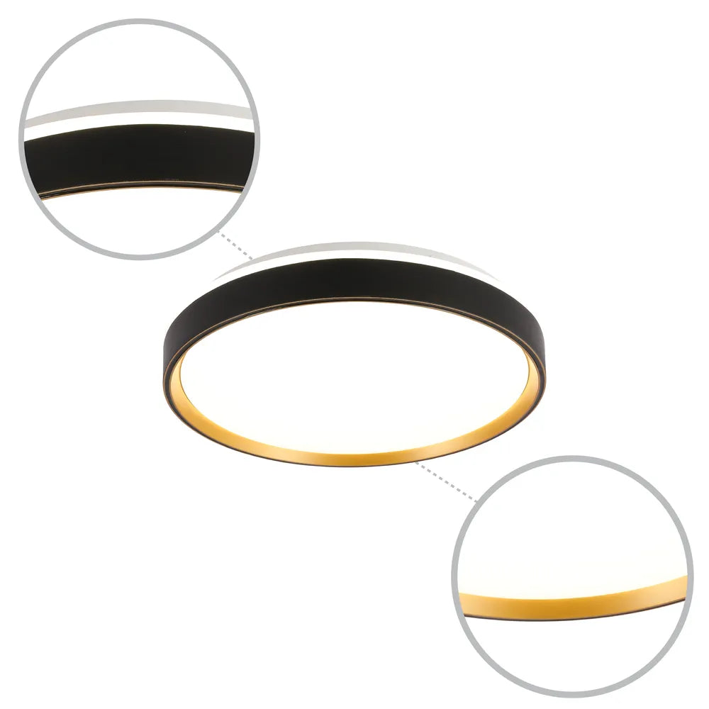 Details of the LED Flush Ceiling Light Black Gold D400 6000K/4000K/3000K 27Wx2(TEKLED)-165-16006