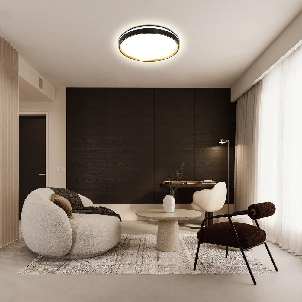 LED Flush Ceiling Light TEKLED LED Flush Ceiling Light Black Gold D500 6000K/4000K/3000K 42Wx2(TEKLED)--165-16007