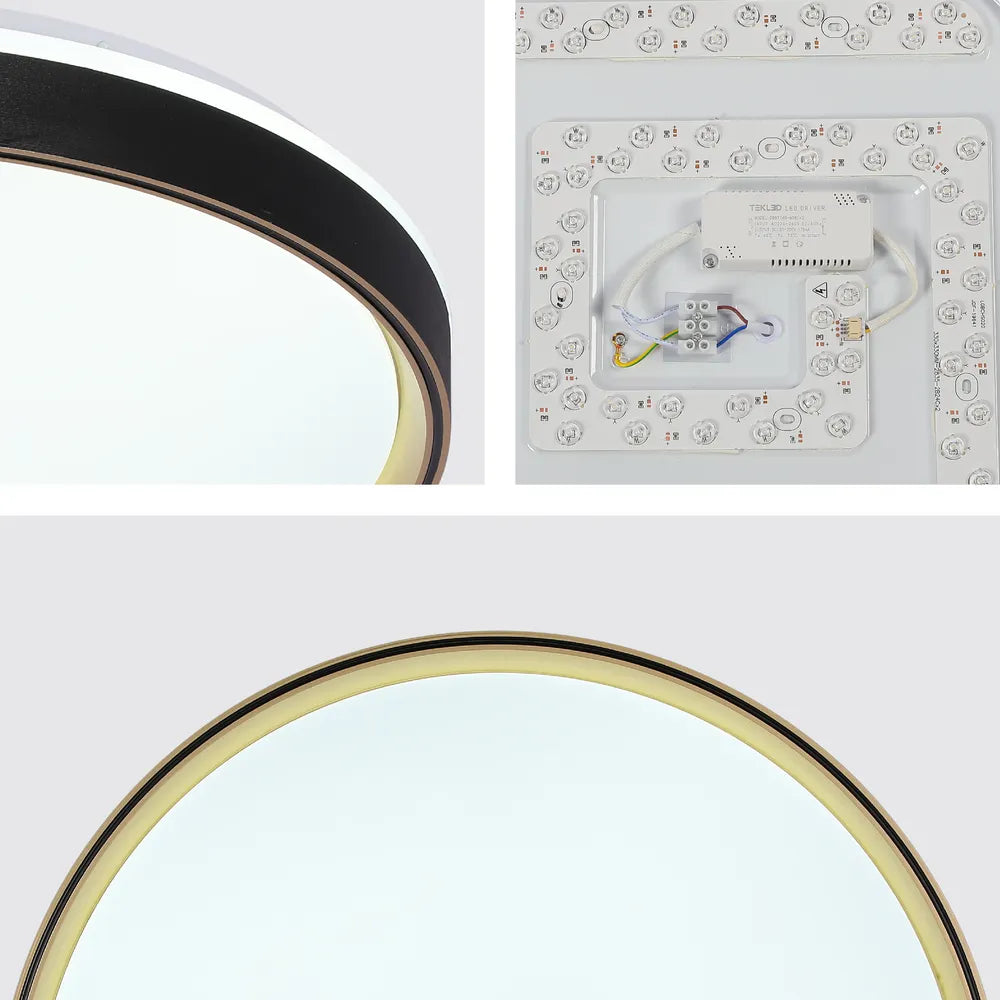 Close shot of the LED Flush Ceiling Light Black Gold D500 6000K/4000K/3000K 42Wx2(TEKLED)-165-16007