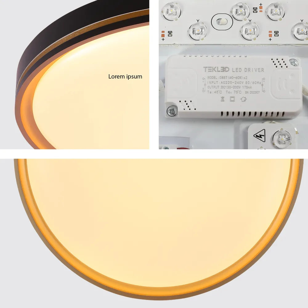 Close shot of the LED Flush Ceiling Light Copper D500 6000K/4000K/3000K 42Wx2(TEKLED)-165-16034